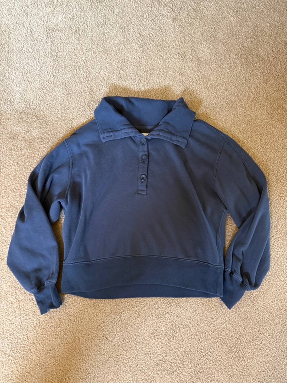 Abercrombie & Fitch Navy Button-Front Collar Pullover